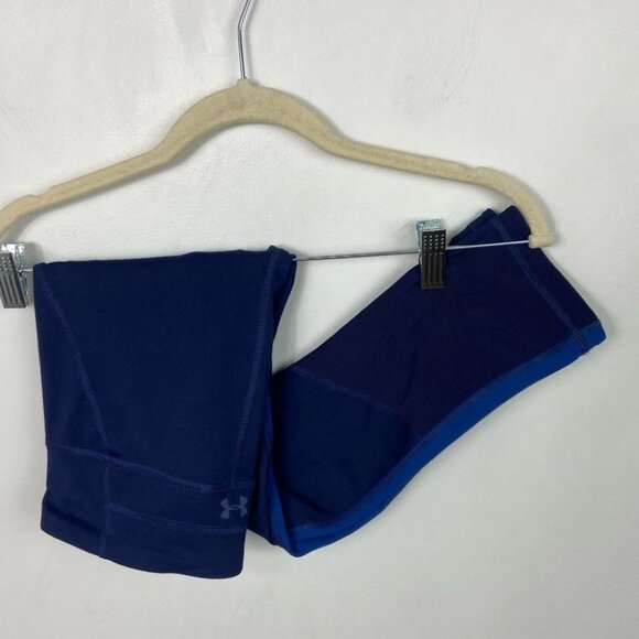Under Armour Colorblock Blue Crop Leggings Size XS Activewear Pants Yoga Stretch - Picture 8 of 9